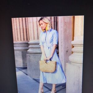 Zara striped embroidered tunic dress small